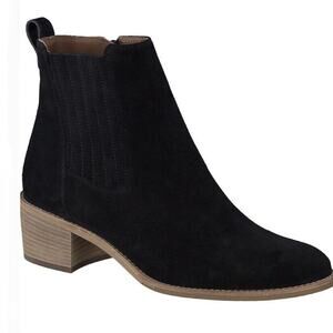Paul Green NWOB Women's Sante Soft Suede Stretch Panel Zip Black Bootie 8